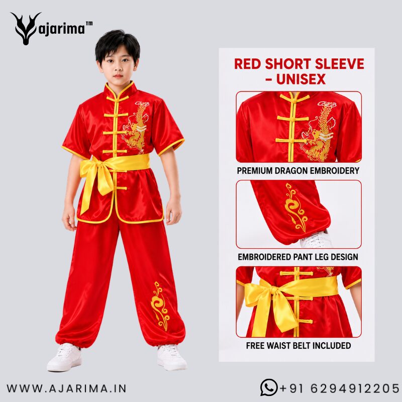 1 Kids Martial Arts Wushu & Kung Fu Uniform – Premium Satin Training & Competition Dress for Boys and Girls - Image 1