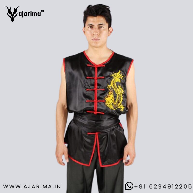 1 Premium Black Wushu Kung Fu Uniform with Golden Dragon Embroidery | Traditional Martial Arts Training & Performance Dress - Image 1